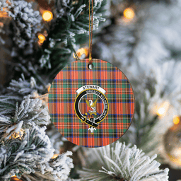 Scottish Stewart Royal Ancient Clan Tartan Ceramic Ornament - Crest Round Style Scottish Plaid Tartan Plaid