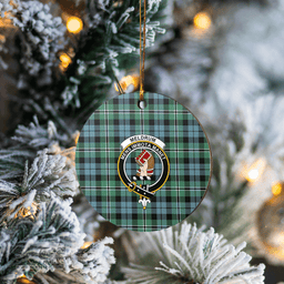 Scottish Melville Clan Tartan Ceramic Ornament - Crest Round Style Scottish Plaid Tartan Plaid