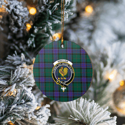 Scottish Sinclair Hunting Modern Clan Tartan Ceramic Ornament - Crest Round Style Scottish Plaid Tartan Plaid