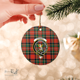 Scottish Stewart Royal Modern Clan Tartan Ceramic Ornament - Crest Round Style Scottish Plaid Tartan Plaid