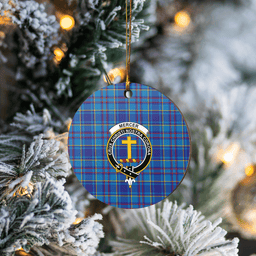 Scottish Mercer Modern Clan Tartan Ceramic Ornament - Crest Round Style Scottish Plaid Tartan Plaid