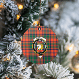 Scottish Stewart of Appin Ancient Clan Tartan Ceramic Ornament - Crest Round Style Scottish Plaid Tartan Plaid