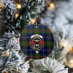 Scottish MacLeod of Harris Modern Clan Tartan Crest Round Ceramic Ornament