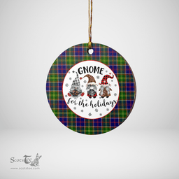 Scottish Ayrshire District Clan Tartan Ceramic Ornament - Gnome Round Style Scottish Plaid Tartan Plaid