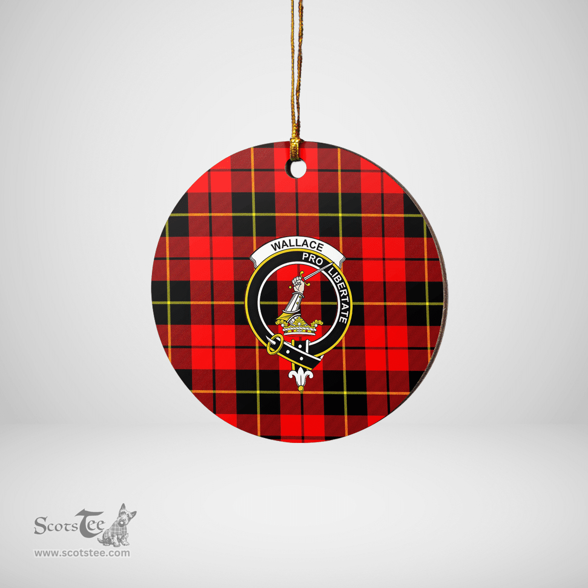 Scottish Wallace Hunting Red Clan Tartan Ceramic Ornament - Crest Round Style Scottish Plaid Tartan Plaid