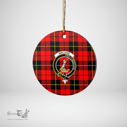 Scottish Wallace Hunting Red Clan Tartan Ceramic Ornament - Crest Round Style Scottish Plaid Tartan Plaid