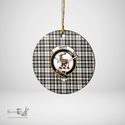 Scottish Scott Black & White Ancient Clan Tartan Ceramic Ornament - Crest Round Style Scottish Plaid Tartan Plaid