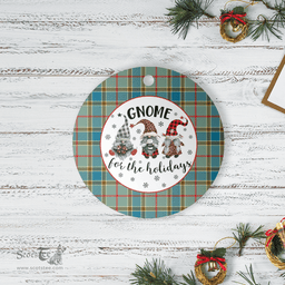 Scottish Balfour Blue Clan Tartan Ceramic Ornament - Gnome Round Style Scottish Plaid Tartan Plaid