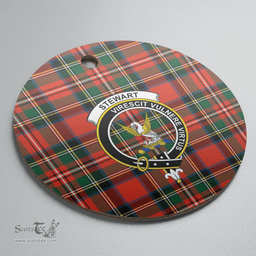 Scottish Stewart Royal Modern Clan Tartan Ceramic Ornament - Crest Round Style Scottish Plaid Tartan Plaid
