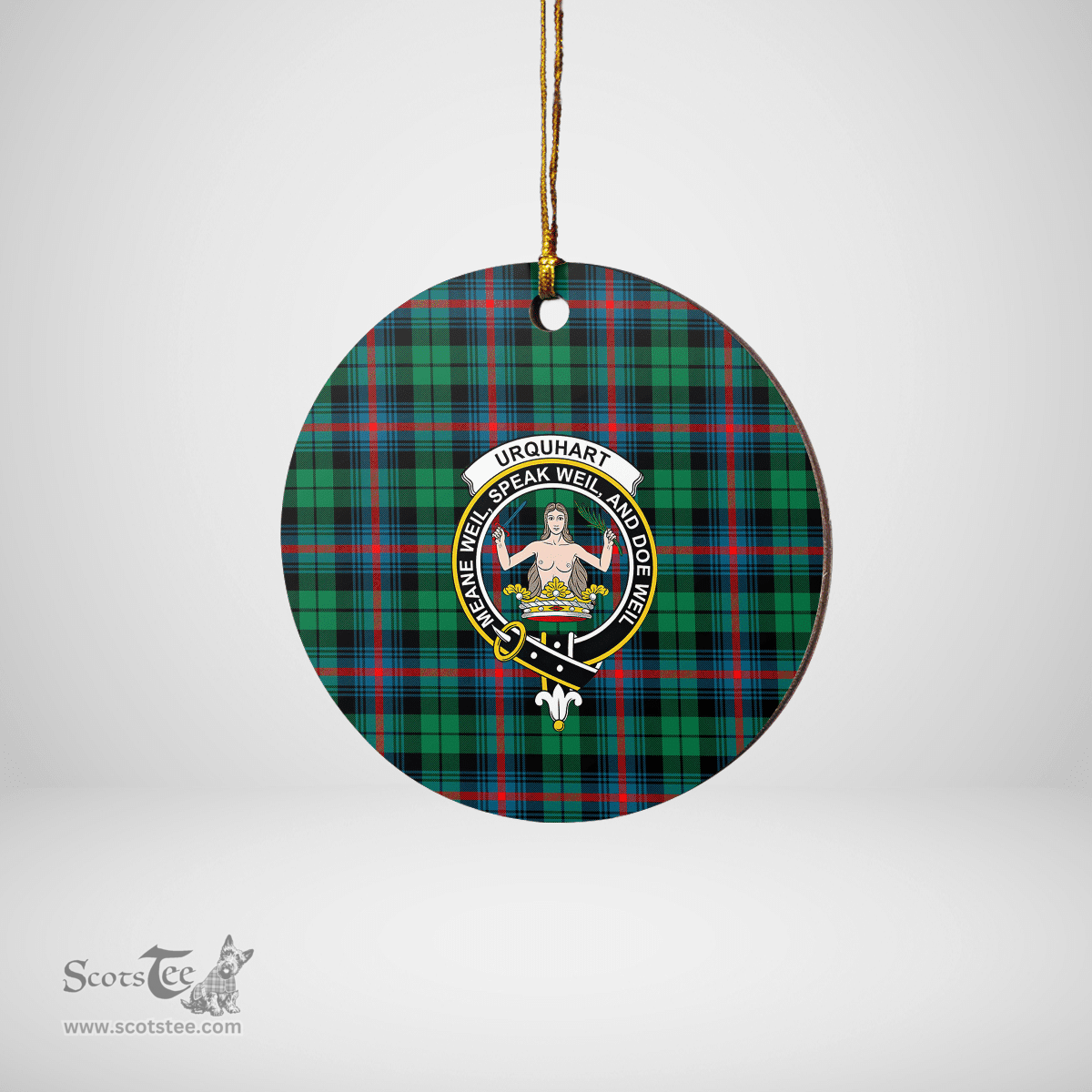 Scottish Urquhart Broad Red Ancient Clan Tartan Ceramic Ornament - Crest Round Style Scottish Plaid Tartan Plaid