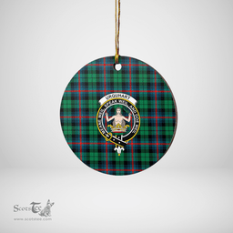 Scottish Urquhart Broad Red Ancient Clan Tartan Ceramic Ornament - Crest Round Style Scottish Plaid Tartan Plaid