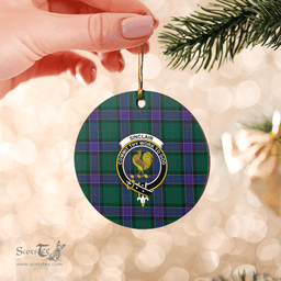 Scottish Sinclair Hunting Modern Clan Tartan Ceramic Ornament - Crest Round Style Scottish Plaid Tartan Plaid