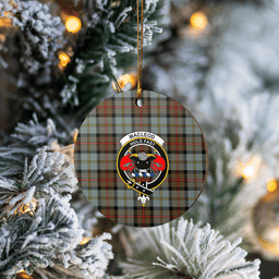 Scottish MacLeod of Harris Weathered Clan Tartan Ceramic Ornament - Crest Round Style Scottish Plaid Tartan Plaid