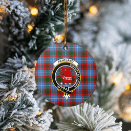 Scottish Pentland (Edinburgh) Clan Tartan Ceramic Ornament - Crest Round Style Scottish Plaid Tartan Plaid