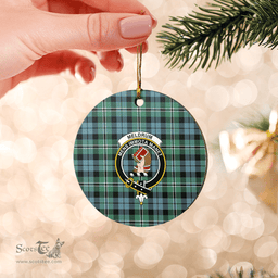 Scottish Melville Clan Tartan Ceramic Ornament - Crest Round Style Scottish Plaid Tartan Plaid