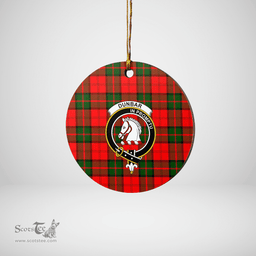 Scottish Dunbar Modern Clan Tartan Crest Round Ceramic Ornament