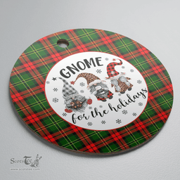 Scottish Blackstock Clan Tartan Ceramic Ornament - Gnome Round Style Scottish Plaid Tartan Plaid
