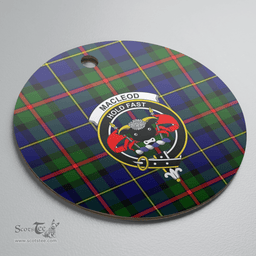 Scottish MacLeod of Harris Modern Clan Tartan Crest Round Ceramic Ornament