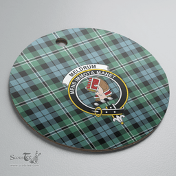 Scottish Melville Clan Tartan Ceramic Ornament - Crest Round Style Scottish Plaid Tartan Plaid