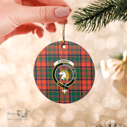Scottish Stewart of Appin Ancient Clan Tartan Ceramic Ornament - Crest Round Style Scottish Plaid Tartan Plaid