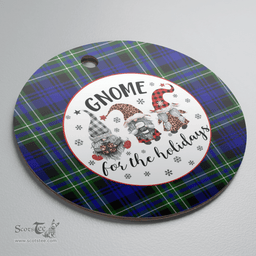 Scottish Arbuthnot Modern Clan Tartan Ceramic Ornament - Gnome Round Style Scottish Plaid Tartan Plaid