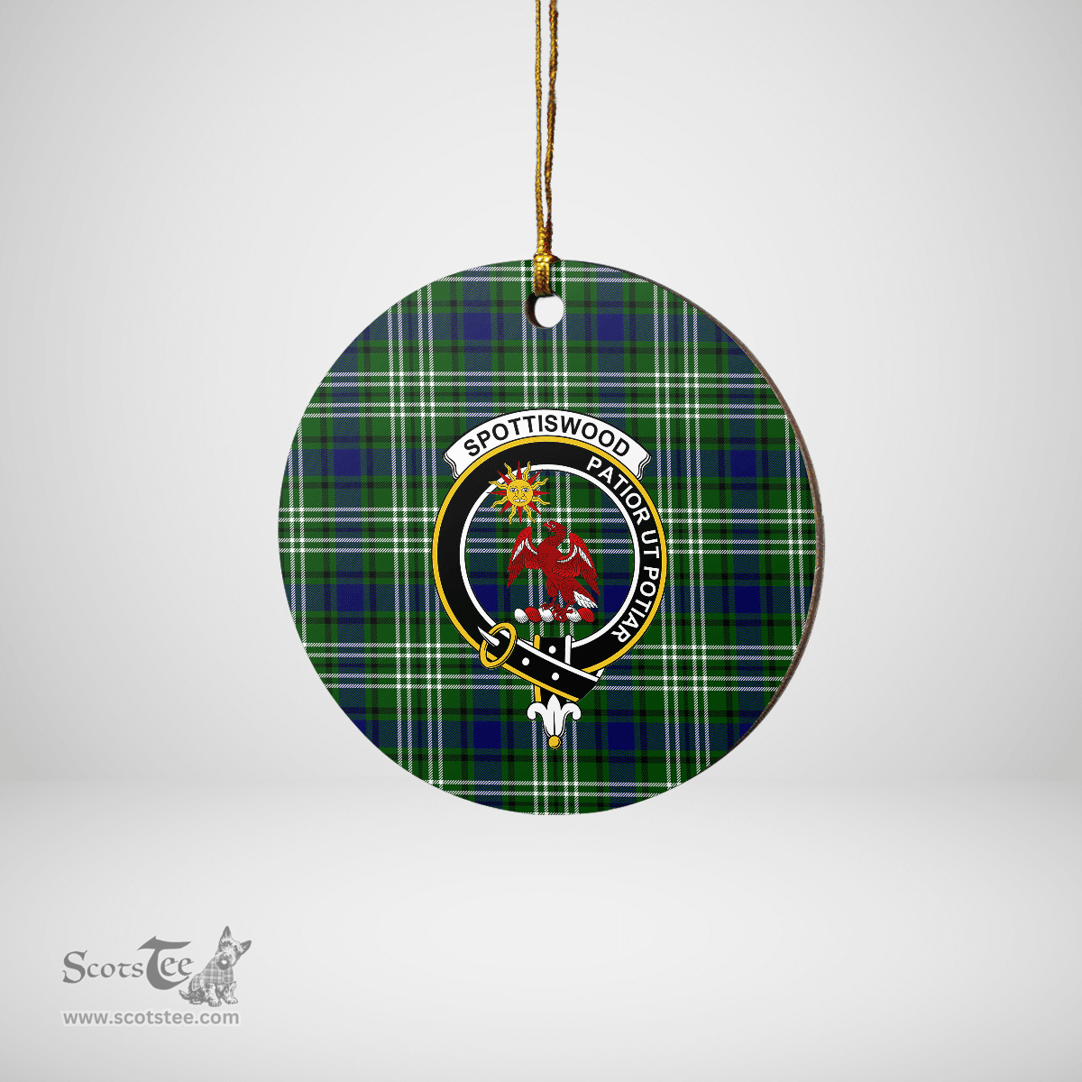 Scottish Spottiswood (Tweedside) Clan Tartan Ceramic Ornament - Crest Round Style Scottish Plaid Tartan Plaid