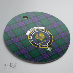 Scottish Sinclair Hunting Modern Clan Tartan Ceramic Ornament - Crest Round Style Scottish Plaid Tartan Plaid