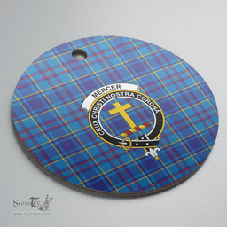 Scottish Mercer Modern Clan Tartan Ceramic Ornament - Crest Round Style Scottish Plaid Tartan Plaid