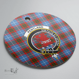 Scottish Pentland (Edinburgh) Clan Tartan Ceramic Ornament - Crest Round Style Scottish Plaid Tartan Plaid
