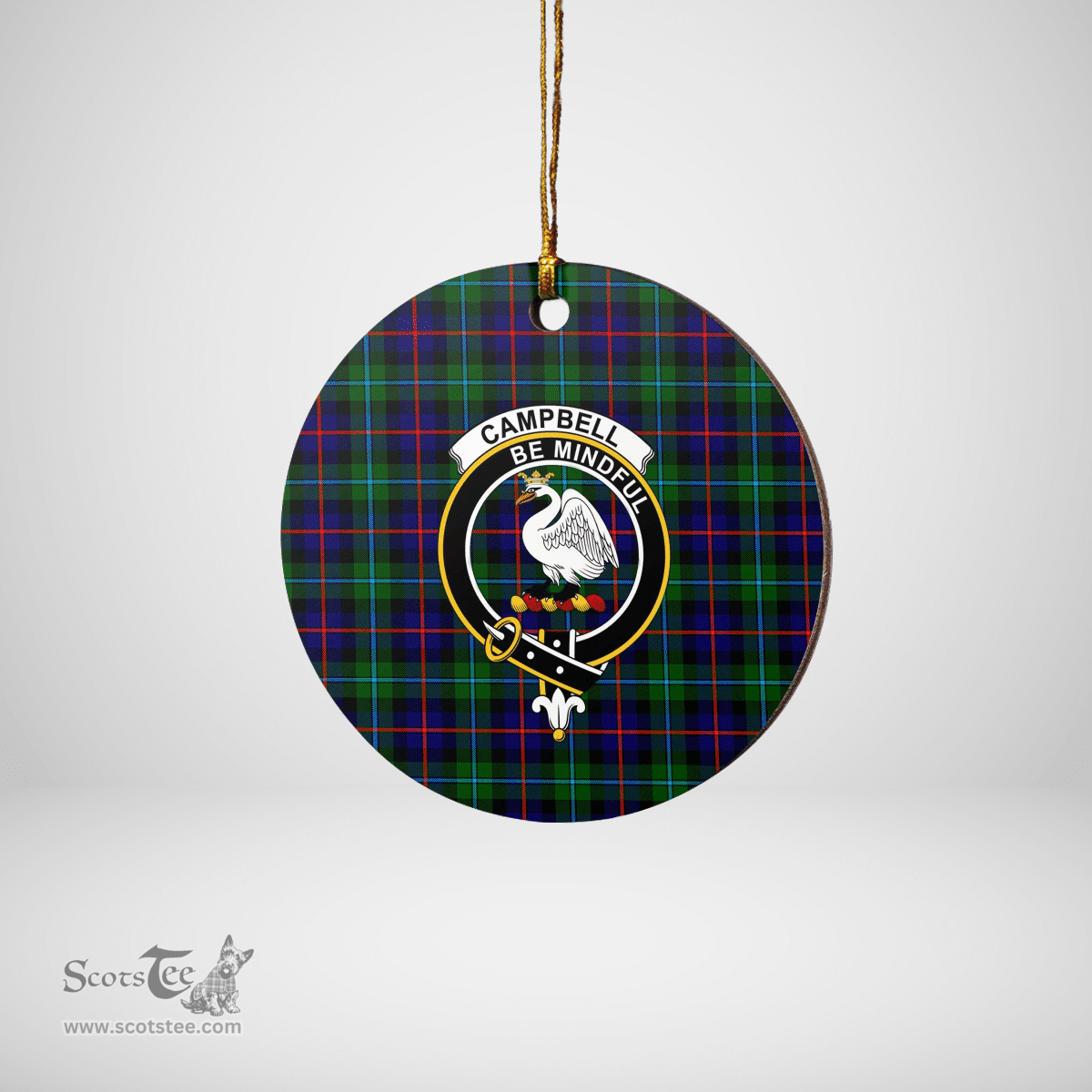 Scottish Campbel of Cawdor Modern Clan Tartan Crest Round Ceramic Ornament