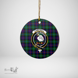 Scottish Campbel of Cawdor Modern Clan Tartan Crest Round Ceramic Ornament