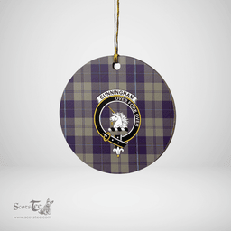Scottish Cunningham Dress Blue Dancers Clan Tartan Crest Round Ceramic Ornament