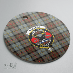 Scottish MacLeod of Harris Weathered Clan Tartan Ceramic Ornament - Crest Round Style Scottish Plaid Tartan Plaid