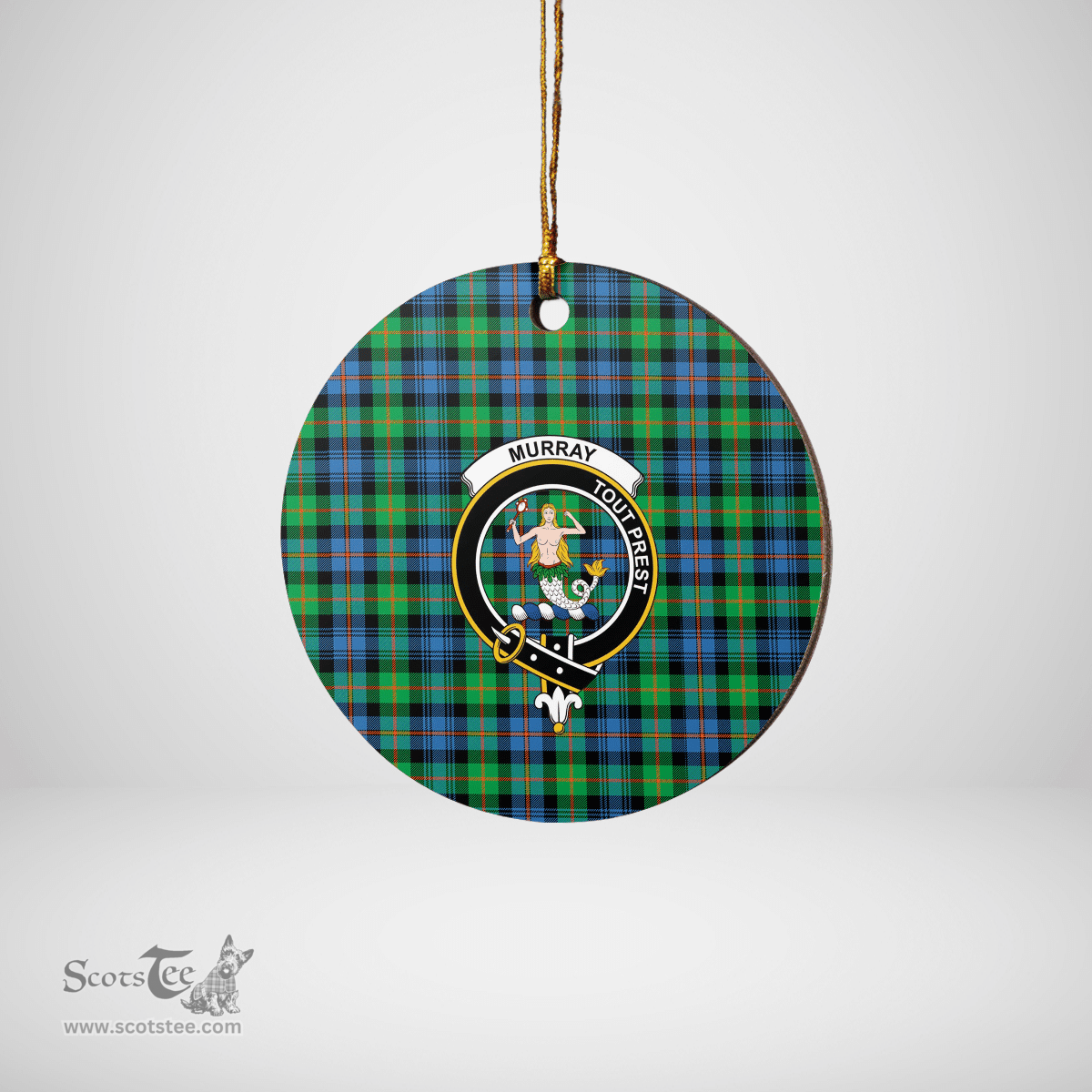 Scottish Murray of Atholl Ancient Clan Tartan Ceramic Ornament - Crest Round Style Scottish Plaid Tartan Plaid