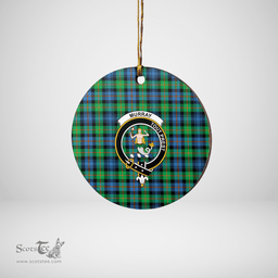 Scottish Murray of Atholl Ancient Clan Tartan Ceramic Ornament - Crest Round Style Scottish Plaid Tartan Plaid