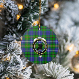 Scottish Turnbull Hunting Clan Tartan Ceramic Ornament - Crest Round Style Scottish Plaid Tartan Plaid