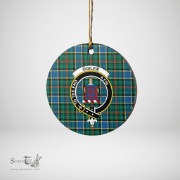 Scottish Ogilvie Hunting Ancient Clan Tartan Ceramic Ornament - Crest Round Style Scottish Plaid Tartan Plaid