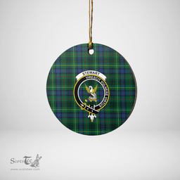 Scottish Stewart Hunting Modern Clan Tartan Ceramic Ornament - Crest Round Style Scottish Plaid Tartan Plaid