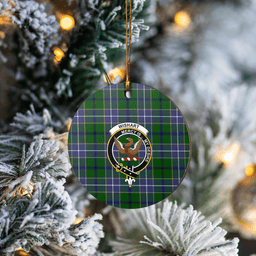 Scottish Wishart Hunting Clan Tartan Ceramic Ornament - Crest Round Style Scottish Plaid Tartan Plaid
