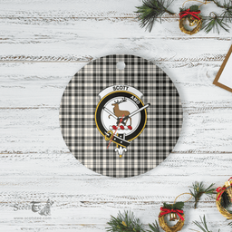 Scottish Scott Black & White Ancient Clan Tartan Ceramic Ornament - Crest Round Style Scottish Plaid Tartan Plaid