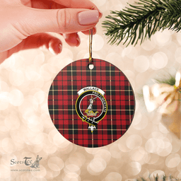Scottish Wallace Hunting Clan Tartan Ceramic Ornament - Crest Round Style Scottish Plaid Tartan Plaid