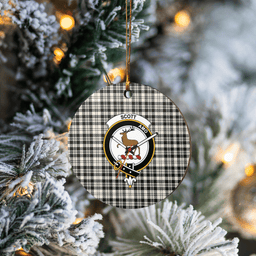 Scottish Scott Black & White Ancient Clan Tartan Ceramic Ornament - Crest Round Style Scottish Plaid Tartan Plaid