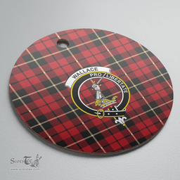 Scottish Wallace Hunting Clan Tartan Ceramic Ornament - Crest Round Style Scottish Plaid Tartan Plaid