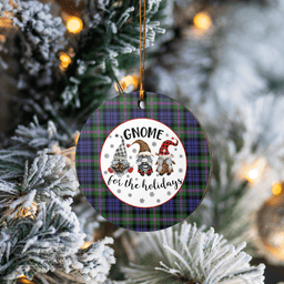 Scottish Baird Modern Clan Tartan Ceramic Ornament - Gnome Round Style Scottish Plaid Tartan Plaid