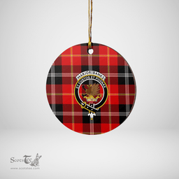 Scottish Marjoribanks Clan Tartan Ceramic Ornament - Crest Round Style Scottish Plaid Tartan Plaid