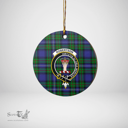 Scottish Robertson Hunting Modern Clan Tartan Ceramic Ornament - Crest Round Style Scottish Plaid Tartan Plaid