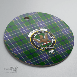Scottish Wishart Hunting Clan Tartan Ceramic Ornament - Crest Round Style Scottish Plaid Tartan Plaid