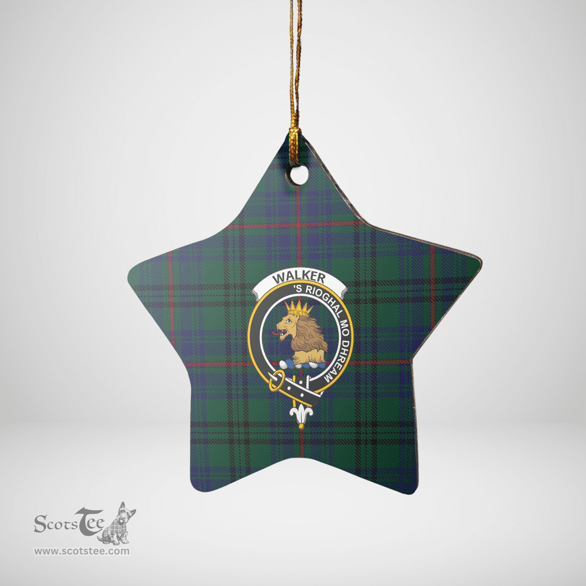 Scottish Walker Hunting Modern Clan Tartan Crest Star Ceramic Ornament