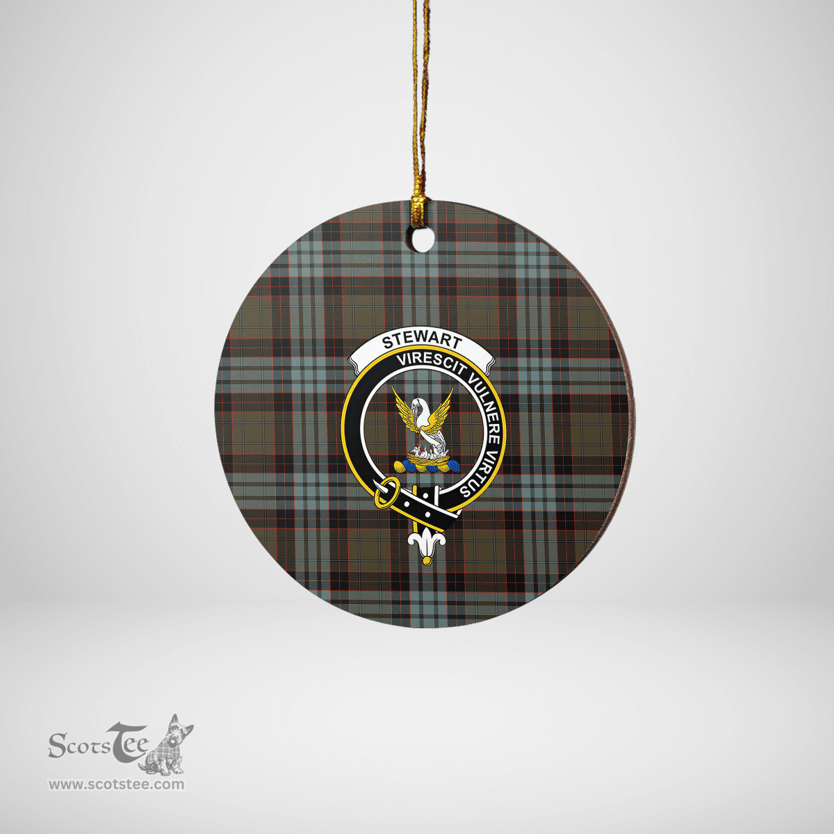 Scottish Stewart Old Weathered Clan Tartan Ceramic Ornament - Crest Round Style Scottish Plaid Tartan Plaid
