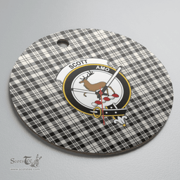 Scottish Scott Black & White Ancient Clan Tartan Ceramic Ornament - Crest Round Style Scottish Plaid Tartan Plaid